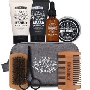 Beard Kit for Men, Christmas Gifts for Him, Beard Care & Grooming Travel Set, Beard Oil & Balm Gift Set with Toiletry Bag, Holiday Stocking Stuffers for Dad Husband Boyfriend