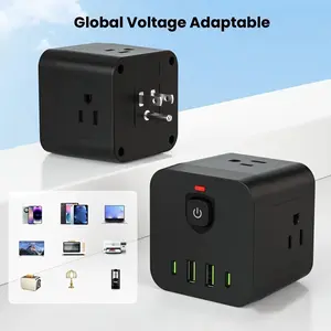 8-in-1 Power Strip US Electrical Plug Socket Extension Cord 4AC Outlets 2USB 2PD Type C Ports Charger Adapter for Home Office