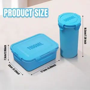 Bento Box set   1100ML BPA-Free Lunch Container, 600ML cup with lif - 2 Compartment Food Separation with Fork and SpoonLeak Proof Design