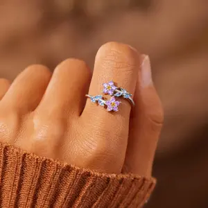 Flower and Leaf Ring, New Style Fashion Jewelry for Party, Daily Clothing Decor, Trendy Gift for Your Girlfriend/Wife