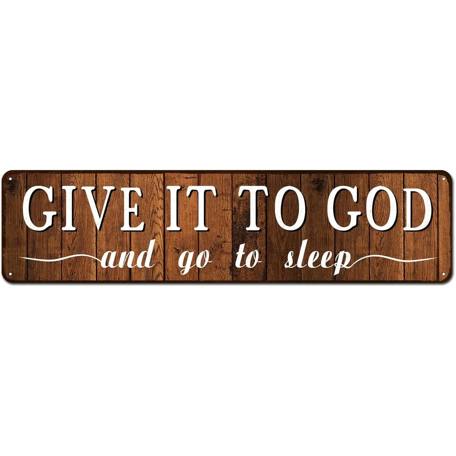 Religious Wall Decor - Give It To God And Go To Sleep Sign - Christian Gifts for Women - Spiritual Wall Decor - Inspirational Wall Art - Rustic Bedroom Decor for Women, 4"x16"