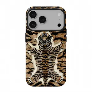 Brown tiger phone case, suitable for iPhone 17Pro Max, 16, 15, 14, 13, 12, 11, X Samsung 25 Ultra plus, 24, 23, 22 phone cases.Double-layer protective cover, strong compatibility, fashionable and firmly fitting, smart phone case.