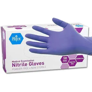 MedPride Powder-Free Nitrile Exam Gloves, Iris Blue, Box/100