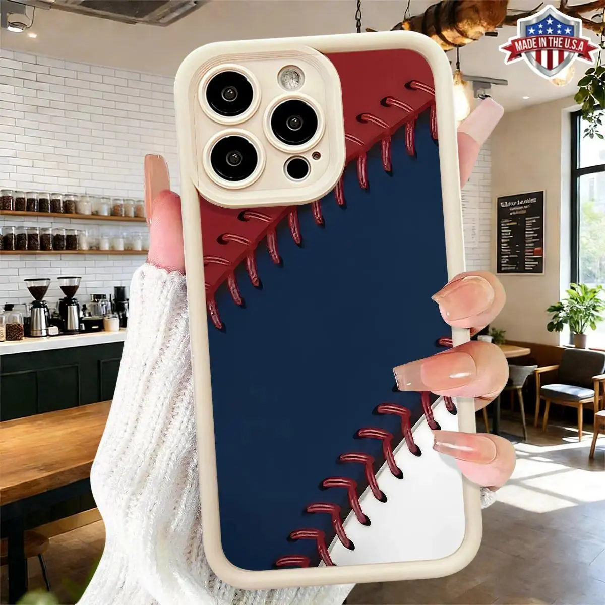 Cool Baseball Stitch Pattern Aesthetic Case,phone Case Suitable for Iphone 11/12/13/14/15/16/17 Pro Promax Plus Air and Samsung S22/S23/S24/S25 Plus Ultra Fe,Slim Lightweight Shockproof Anti Drop Protective Durable TPU Cover