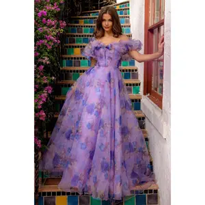 Romantic Floral Off the Shoulder  Ethereal  Dress AG0103