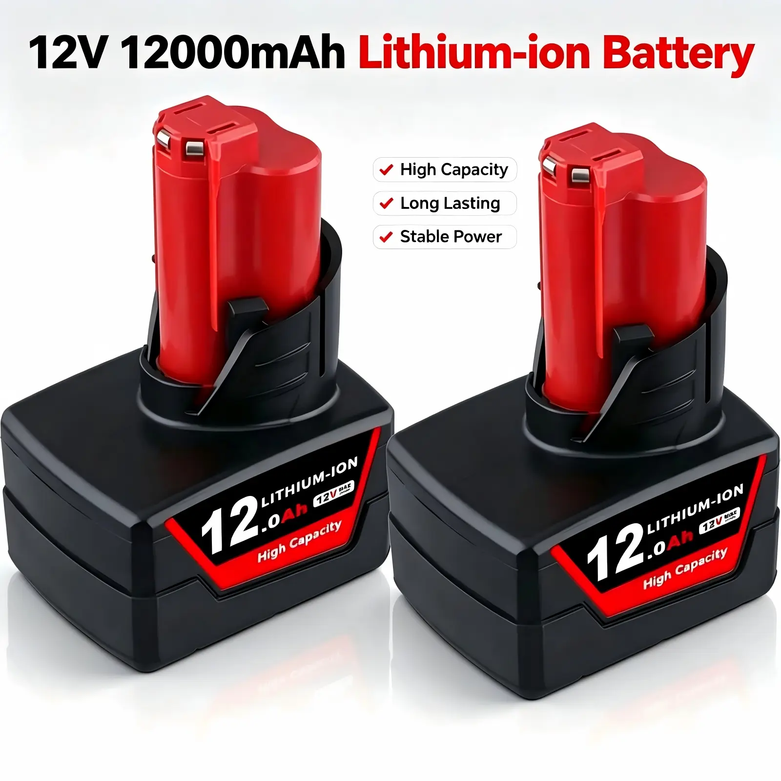 2 Packs 12.0Ah M12 Battery Compatible with M12 Lithium-ion Battery 48-11-2440 48-11-2402 48-11-2411 M12 Cordless Tools