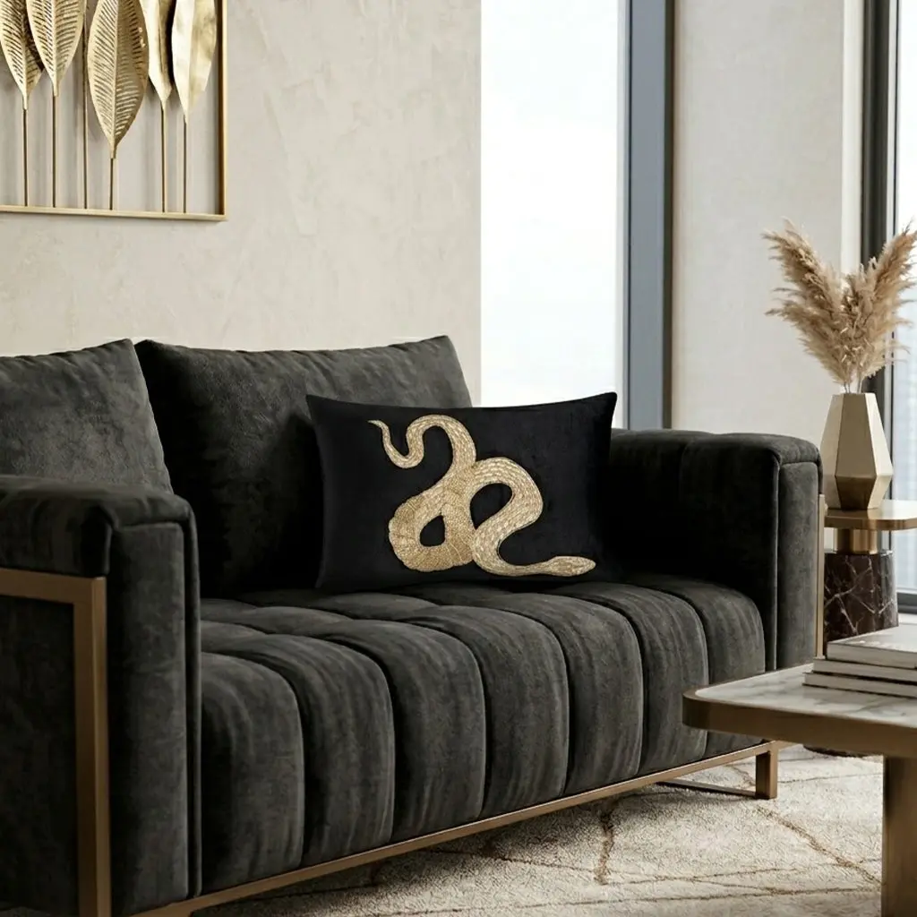 Safara Snake Black Gold Pillow