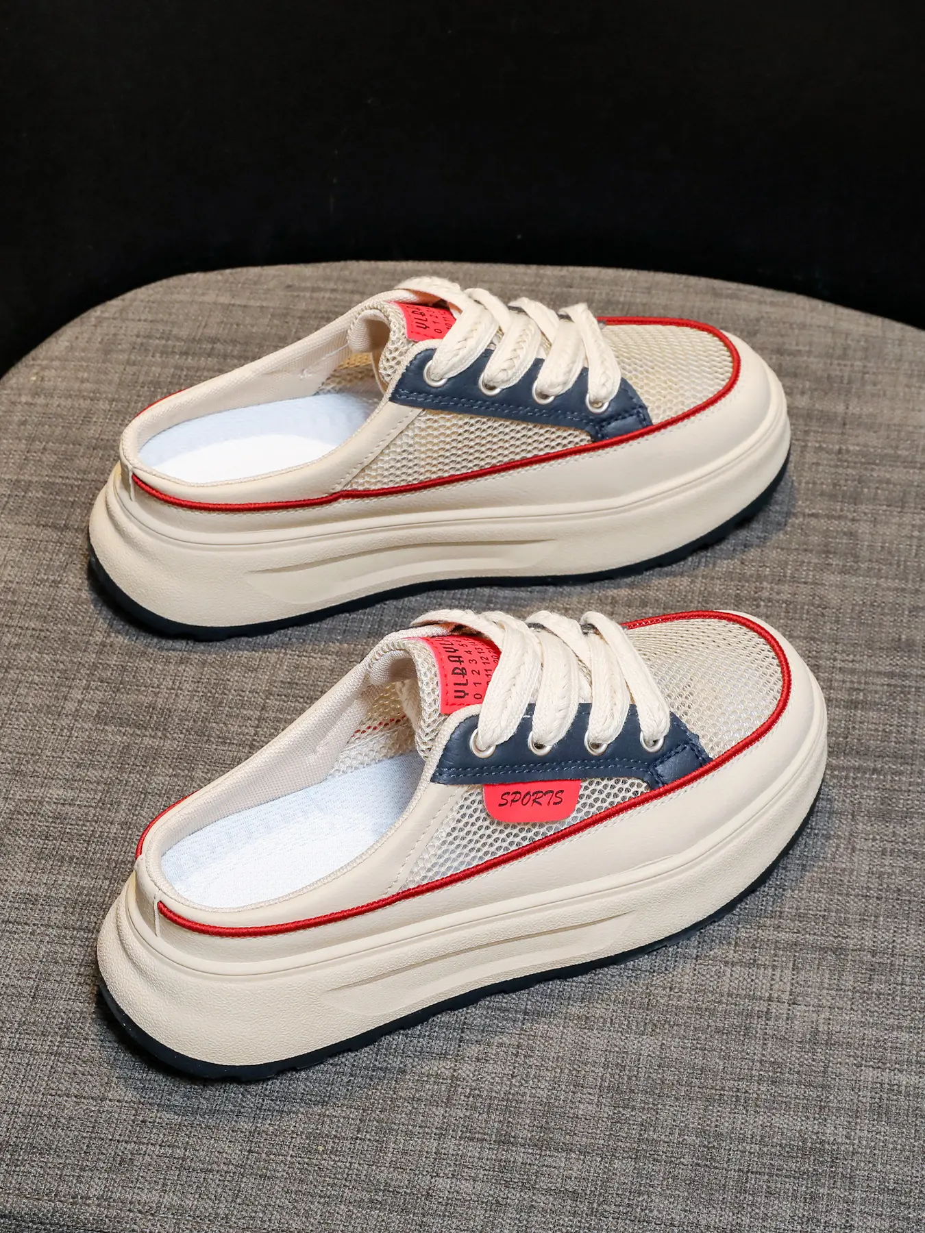 New Spring Summer Fall Women's Casual Shoes, Sports Shoes, Walking Shoes, Thick Sole Sneakers, Comfortable Sporty Party Shoes, Height Increase 5cm, One-Step Slip-On, Athletic
