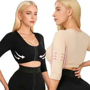 Women's Upper Arm Shaping Undershirt, Sleeve Compression Tops After Breast Surgery Push-up Bra Shaping Cropped Tops, Front Closure Bra, Body Shapers Shapewear