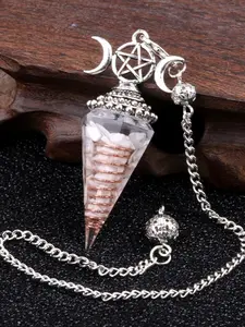 Sacred Triple Moon Rainbow Stone Resin Crystal Gem Hexagonal Pendulum, Spiritual Healing Tool, Energy Balancing Ornament, Feng Shui Decor, Chakra Healing Crystals
