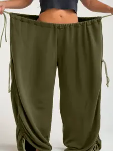 S391534 2026 New European and American Style Lazy High Waist Casual Pants, Loose Wide Leg Trousers with Drawstring, Spring & Fall Fashion