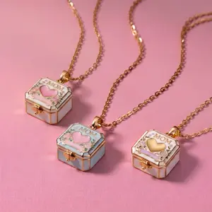 Mother's Love Enamel Locket Necklace - MOM Costume Jewelry Collection