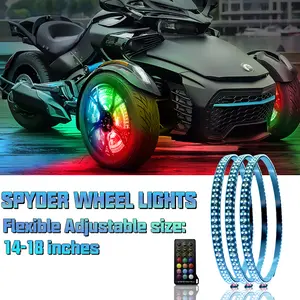 Set 3 LED Wheel Ring Light Kit Dream Chasing Double Rows Adjustable LED Rim Lights for Slingshot Ryker Spyder Three-Wheeled Motorcycles Autocycles Accessories