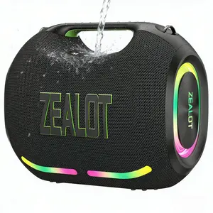 ZEALOT Portable Bluetooth Speaker, IPX7 Waterproof 120W HiFi Stereo, Deep Bass Subwoofer, 24000mAh LongPlaytime, RGB Sync Lights, Dual Carry Ways, DSP EQ/PD Fast Charge/BT5.4, Great for Parties & Beach Trips.