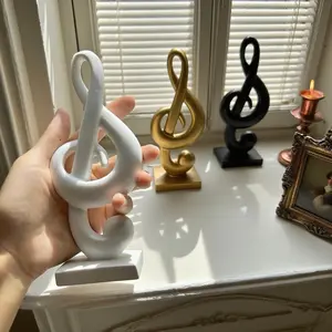 High Treble Clef Decorative Ornament, Gold Resin Statue, Elegant Home Décor for Music Lovers, Suitable for Living Room and Music Studio