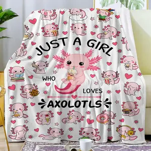 Axolotl Blanket Axolotl Themed Gifts Just A Girl Who Loves Axolotls Blanket Soft Cozy Flannel Throw Blankets Gifts For Girls Kids Women Adults 50"x40",Mother's Day, Birthday Gifts, Gift For Kids,summervibes
