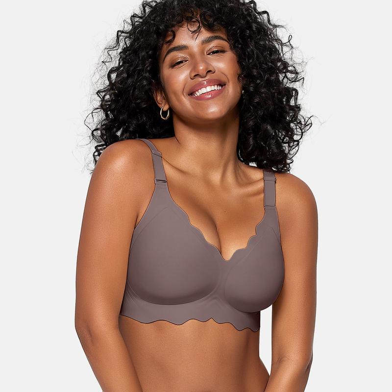 OEAK Nahtloser, gewellter BH für Damen, ohne Bügel, kabellos, Push-up-BH, weicher Halt, volle Abdeckung, bequemer Alltags-BH
