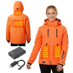 Surgoal HardShell Heated Jacket Men & Women｜Power Bank Compatible｜Electric Ski Jacket Battery Pack, Heated Coat Hoodie Warm｜Windproof • Waterproof • Fast-Heat