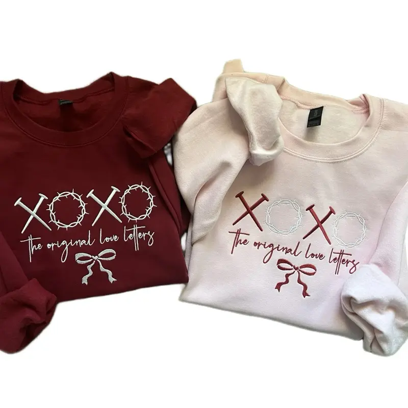 XOXO the original love letters Embroidered Crewneck sweater  Unisex Pullover Long Sleeve