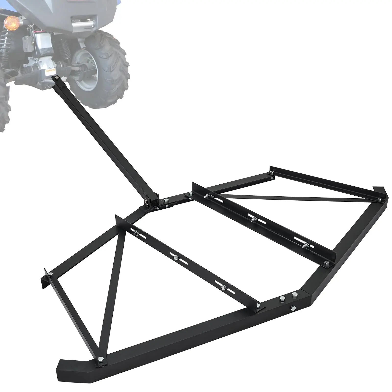 Heavy-Duty 74" Driveway Drag Grader, w/ 3 Sets Adjustable Bolts & 2 Reinforced Steel Bars, Tow-Behind Harrow with Pin Hitch, Least 100lbs