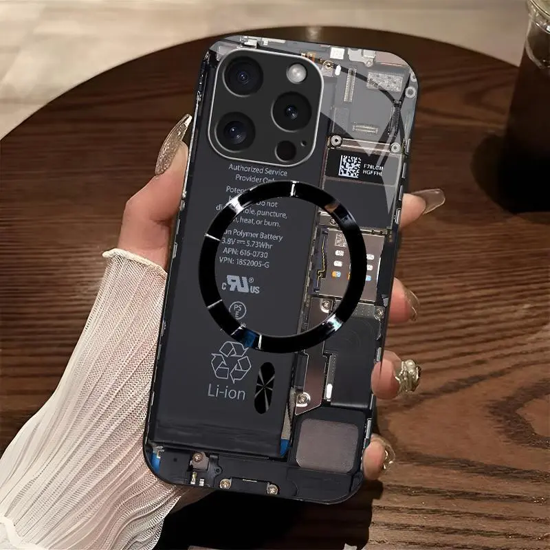 Industrial Teardown Magnetic Casing for iPhone 16 Pro - Protection, See Inside Design, Sleek Tech Aesthetic, Viral MagSafe Mobile Phone Accessory