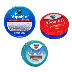 Vicks VapoRub - Xtra Strong 0.34oz/10ml Regular 0.17oz/5ml & 0.45oz/12g Travel Size Cold Balm Cough Suppressant Topical Analgesic Ointment