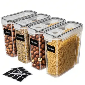 4pcs-2.5L Food storage jars with LIDS and label pens, BPA-free plastic kitchen storage containers, food jars for flour, sugar and grains, pasta, tea, nuts and coffee beans, plastic food storage jars, household kitchen items