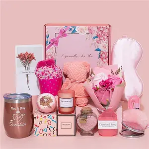 Birthday Gifts for Women - Unique Gifts Basket Ideas, Pink Gifts Box for Her, Relaxing Gift Set for Best Friends and Girlfriends