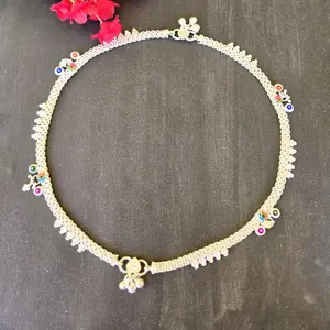 Beautiful 8% Chadi Anklets Payal Jhajhar with Colorful Accents and Elegant Design One Pair for Stylish Looks