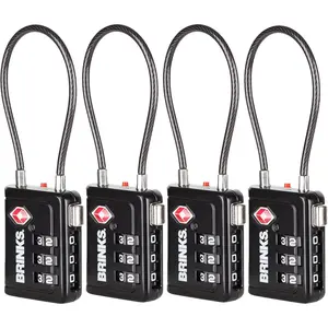 TSA Accepted Indicator Luggage Lock, Black - Ressetable Combination, 2.5 inch Long Shackle, New More Secure TSA008 Key, 4 Pack