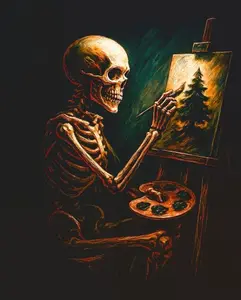 Halftone Skull Only for black fabric Ready to Press Heat Transfer DTF Transfer - Direct to Film