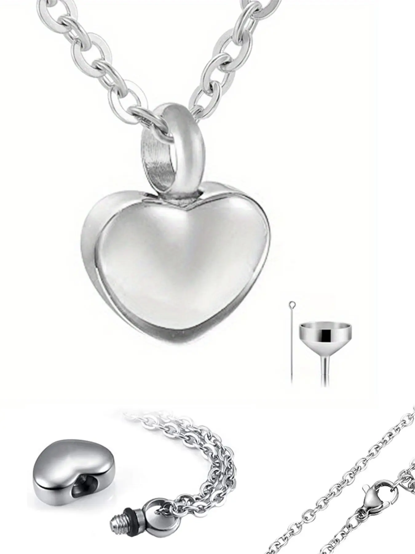 Cremation Jewelry Small Heart Urn Necklace for Ashes, Stainless Steel Memorial Keepsake Pendant for Women & Men, All Season Wear, Love Heart Necklace, Heart Shaped Necklace, Heart Design Necklace