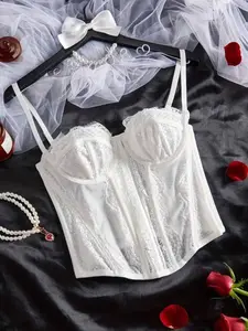 7-Bone Corset Bralette | Underbust Lace + Mesh Back Woven | TikTok Waist Trainer