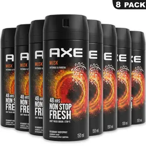 AXE Musk Deodorant Body Spray 8 Pack (5.08oz/150ml) Cinnamon & Amber - 48-Hour Non-Stop Fresh