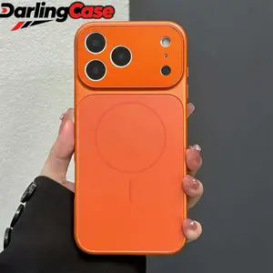 Darlingcase Designed Magnetic Series for iPhone 16 Pro Max Case,[Compatible with MagSafe][Tempered Glass Camera Lens Protection],Luxury Matte Military Grade Drop Protective Hard PC Shockproof Cover,Orange