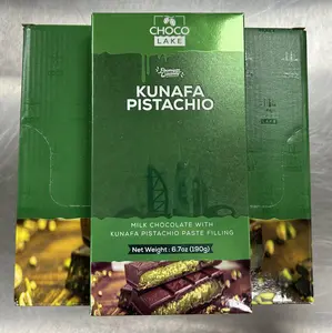 Choco Lake Kunafa Pistachio Dubai Chocolate - Premium Middle Eastern Dessert Bar 190g Snack Bonbon with Authentic Flavor & Crunchy Texture
