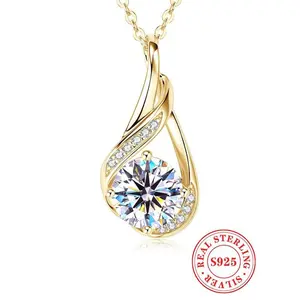 S925 Sterling Silver Synthetic Moissanite Pendant Necklace, Elegant Jewelry for Party, Daily Clothing Decor, Trendy All-match & Exquisite Jewelry for Gift, Valentine Gifts for Her