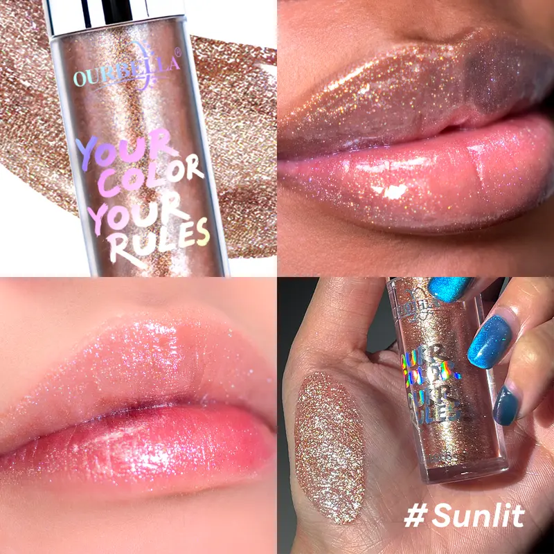 [SUNLIT RESTOCK]Ourbella holographic Ultra-Glitter Hydrating Lip Gloss, Smooth Glossy Lip Oil, Moisturizing Lip Care, High Shine Lip Gloss, Shimmering, Long-lasting Lipstick,TikTokShopblackfriday