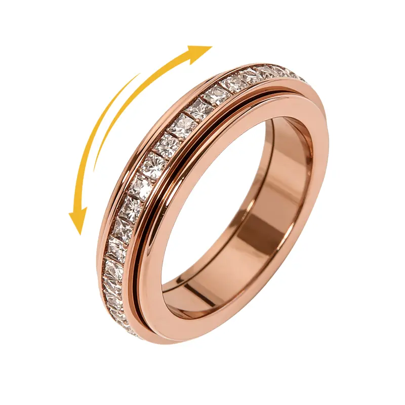 rose gold fidget toy Rose Flower Anxiety Fidget Spinner Ring