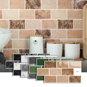 3D Marble Peel and Stick Backsplash Tiles, Waterproof Removable Self-Adhesive Wall Stickers for Kitchen, Bathroom, Renters DIY Home Decor