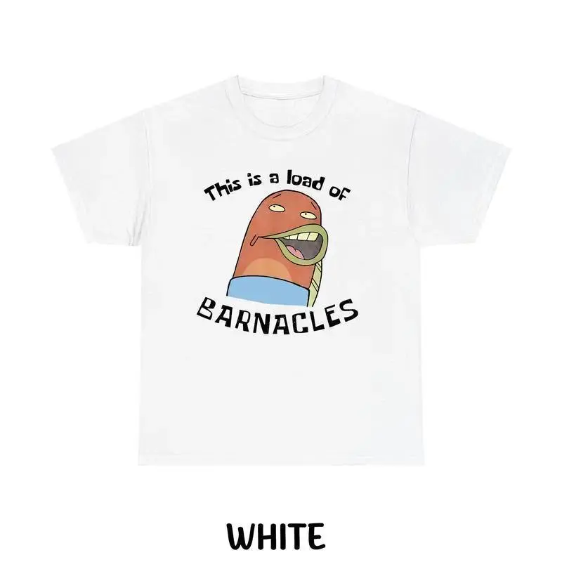 Women's SpongeBob "This Is A Load Of Barnacles" Cotton Short-Sleeve Crewneck T-Shirt, Casual Streetwear Graphic Tee, Comfortable, Full Sizes & Colors, Shortsleeve, Round Neck