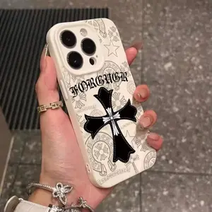 Forever Cream Chrome Phone Case with Vibrant Crosses Design for Stylish Protection - Colorful Mirror Finish & Eye-Catching Crosses Pattern