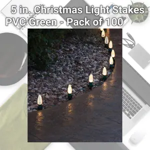 E.L.F. 9359407 5 in. Christmas Light Stakes PVC Green - Pack of 100
