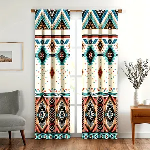 Bohemian Style Blackout Curtains, Mandala Curtains, Ethnic Retro Pattern Curtains for Bedroom and Living Room - Rod Pocket Design for Privacy and Style