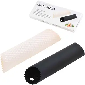 2PCS Silicone Garlic Peeler Roller – Easy No-Odor Garlic Skin Remover (Black & Clear)