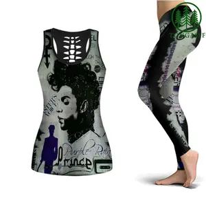 PRINCE Purple Rain 3D Hollow Tank Top and Leggings Set - Artist Grey Collection