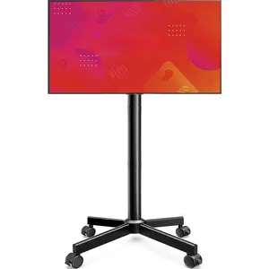 Rolling TV Stand - Mobile TV Stand on Wheels for 32-65 inch Flat/Curved TVs with Tilting, Height Adjustment Portable Rolling TV Cart Hold up to 88 Lbs for Livingroom, Bedroom, Office, Outdoors