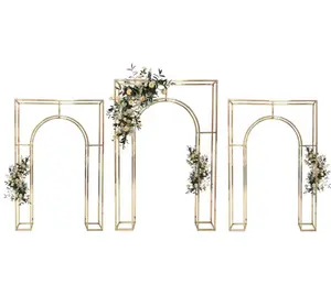 Aimee CH-IM1141 3pc Gold Luxury Wedding Arch Backdrop 200CM/260CM Height Metal Alloy Flower Rack Set from China