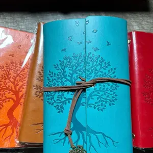 Handcrafted Grimoire Book – PU Leather Tree of Life, Refillable Pages & Beginner Guide