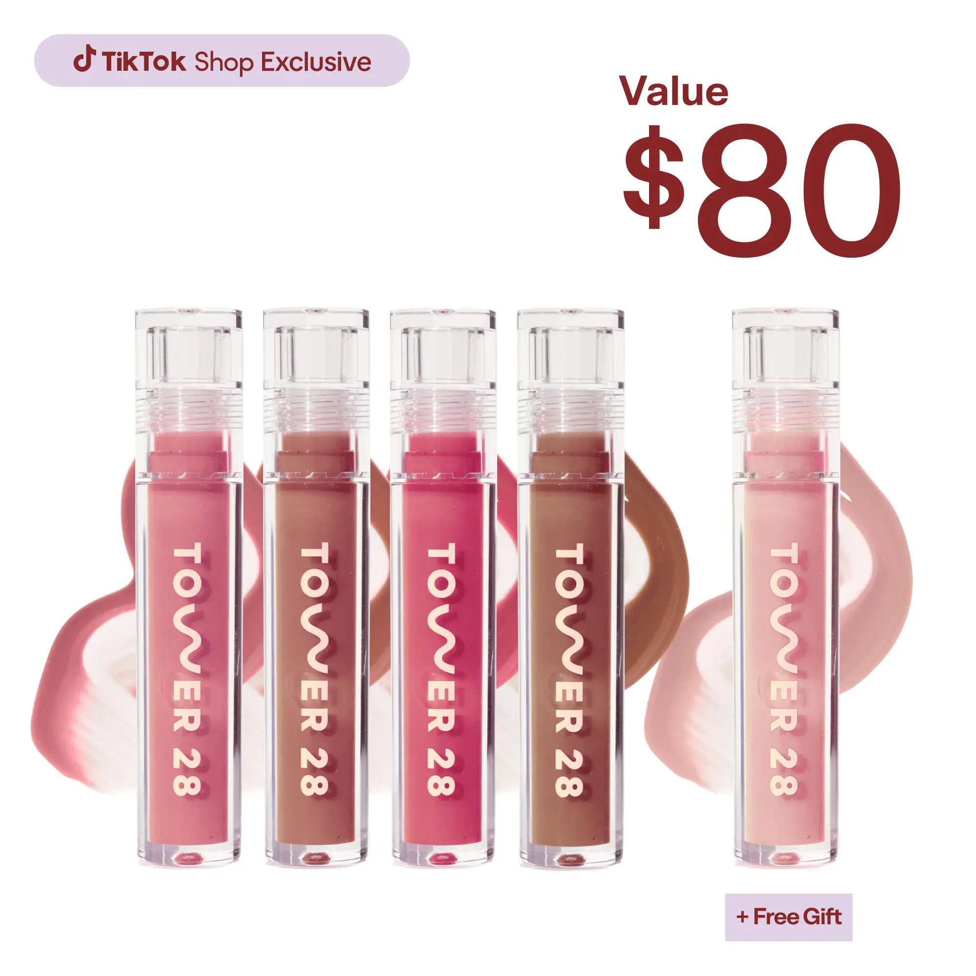 Tower 28 Beauty Milky Lip Set - Makeup, Blend, Nourishing, Sensitive, Glossy Cosmetic in Clear Bottle Matte Lipstick Lipgloss